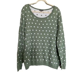 Women’s Montego Pullover Polka Dots Green/white 100% Cotton Sweater Size XXL